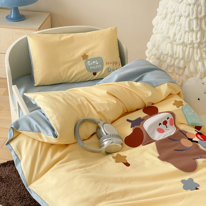 91家纺网 家纺一手货源 找家纺 宝贝优选 2026新款100支澳棉纯棉幼儿园学生三件套多件套 熊熊推车