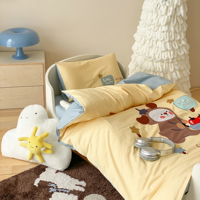 91家纺网 家纺一手货源 找家纺 宝贝优选 2026新款100支澳棉纯棉幼儿园学生三件套多件套 熊熊推车