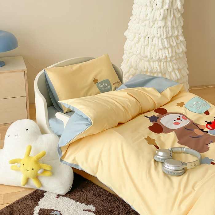 91家纺网 家纺一手货源 找家纺 宝贝优选 2026新款100支澳棉纯棉幼儿园学生三件套多件套 熊熊推车