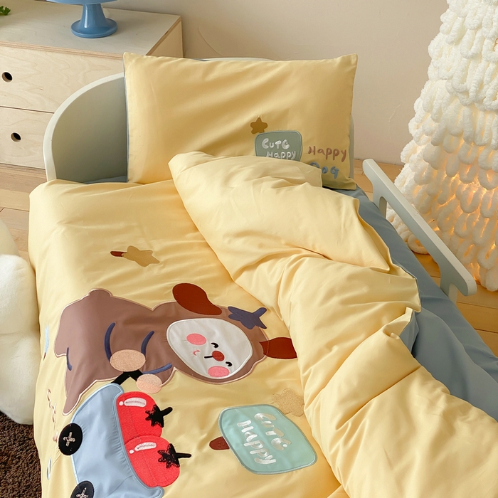 91家纺网 家纺一手货源 找家纺 宝贝优选 2026新款100支澳棉纯棉幼儿园学生三件套多件套 熊熊推车