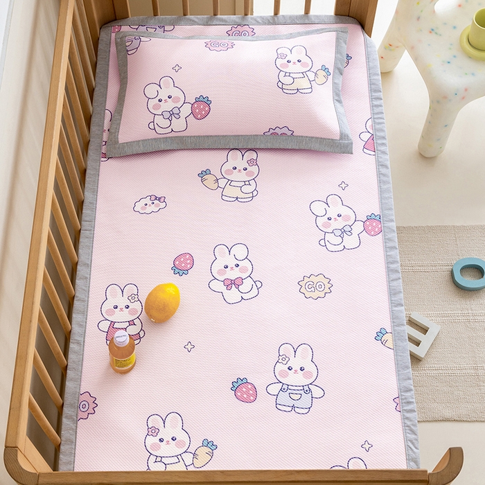 嗨生活 2026年新款600D冰藤凉席儿童婴儿床凉席 幼儿园凉席 拼床凉席（可定做） 小兔子