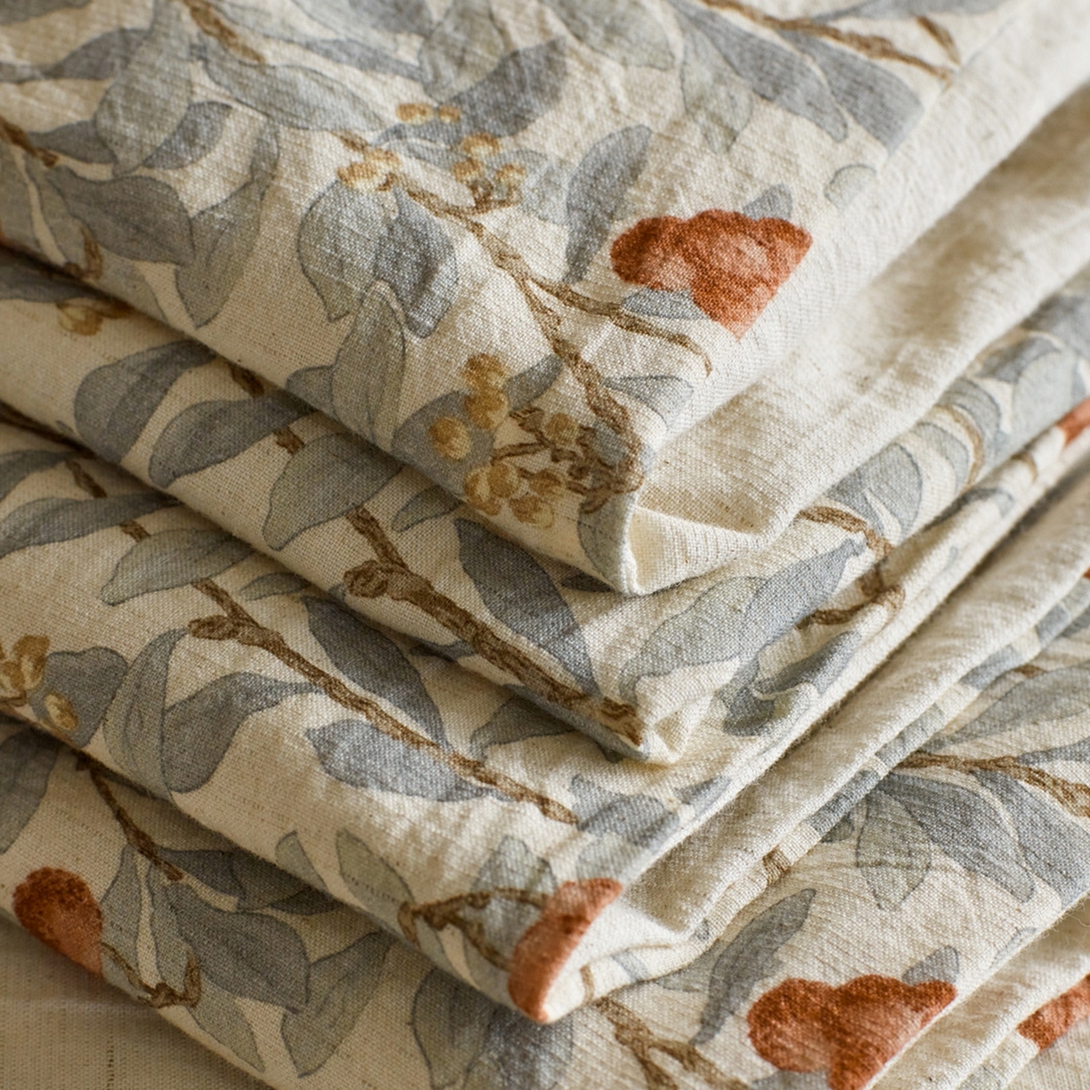 91家纺网 家纺一手货源 找家纺 由丽家纺 2026新款法式复古风棉麻绑带款四件套 春枝红荔