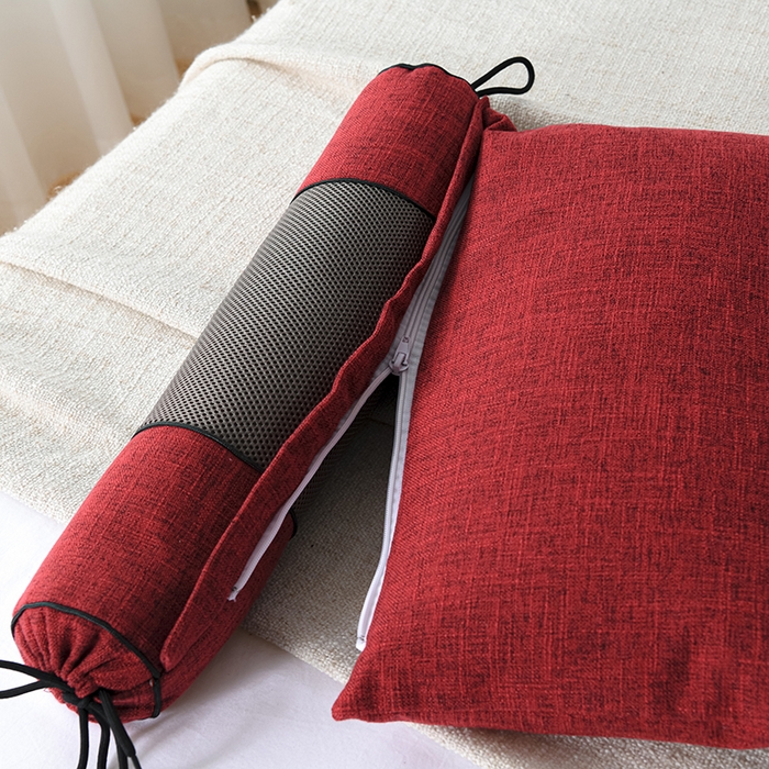 91家纺网 家纺一手货源 找家纺 仁宇枕业 2026新款新品枕头枕芯多功能组合式仿麻全荞麦护颈枕头枕芯 组合仿麻布枕红色