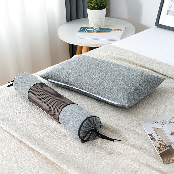 91家纺网 家纺一手货源 找家纺 仁宇枕业 2026新款新品枕头枕芯多功能组合式仿麻全荞麦护颈枕头枕芯 组合仿麻布枕灰色