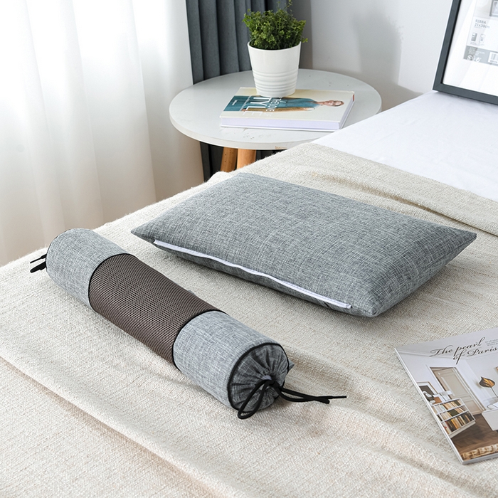 91家纺网 家纺一手货源 找家纺 仁宇枕业 2026新款新品枕头枕芯多功能组合式仿麻全荞麦护颈枕头枕芯 组合仿麻布枕灰色