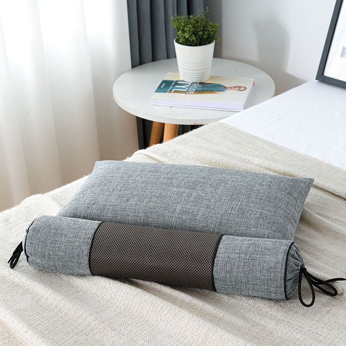 91家纺网 家纺一手货源 找家纺 仁宇枕业 2026新款新品枕头枕芯多功能组合式仿麻全荞麦护颈枕头枕芯 组合仿麻布枕灰色