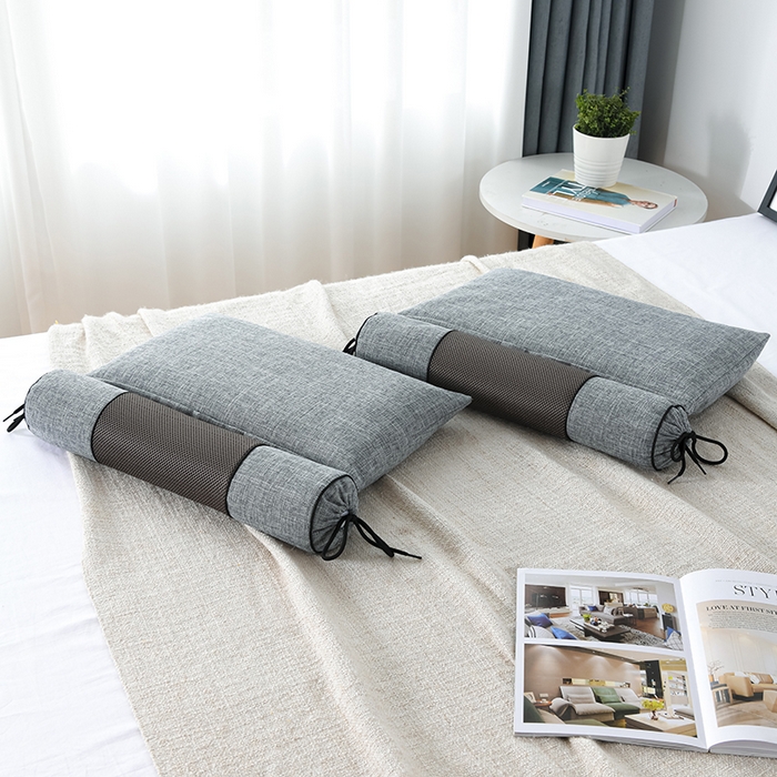 91家纺网 家纺一手货源 找家纺 仁宇枕业 2026新款新品枕头枕芯多功能组合式仿麻全荞麦护颈枕头枕芯 组合仿麻布枕灰色