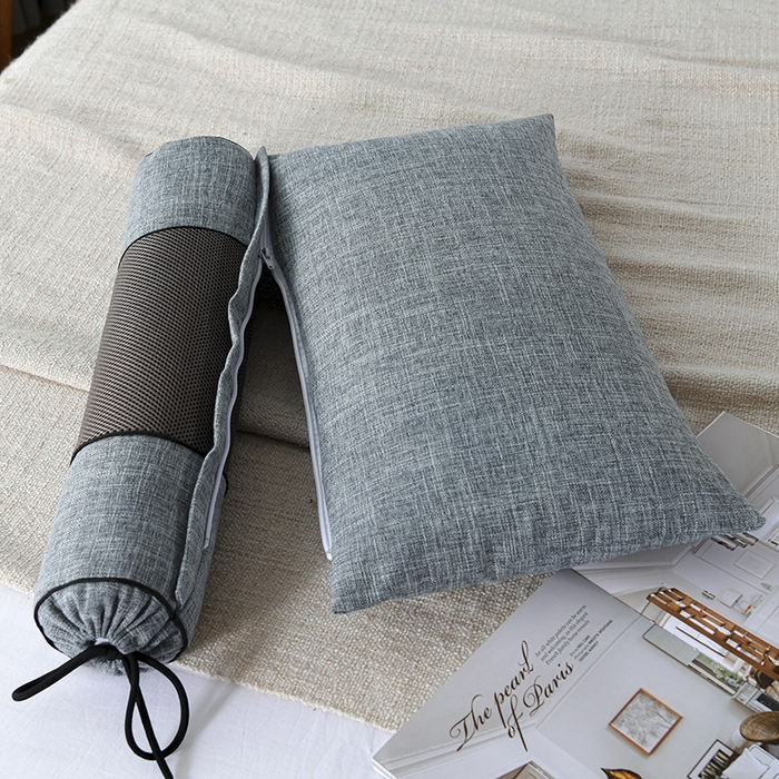 91家纺网 家纺一手货源 找家纺 仁宇枕业 2026新款新品枕头枕芯多功能组合式仿麻全荞麦护颈枕头枕芯 组合仿麻布枕灰色