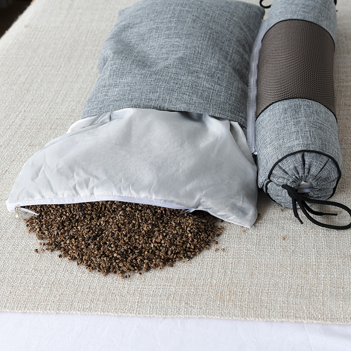 91家纺网 家纺一手货源 找家纺 仁宇枕业 2026新款新品枕头枕芯多功能组合式仿麻全荞麦护颈枕头枕芯 组合仿麻布枕灰色