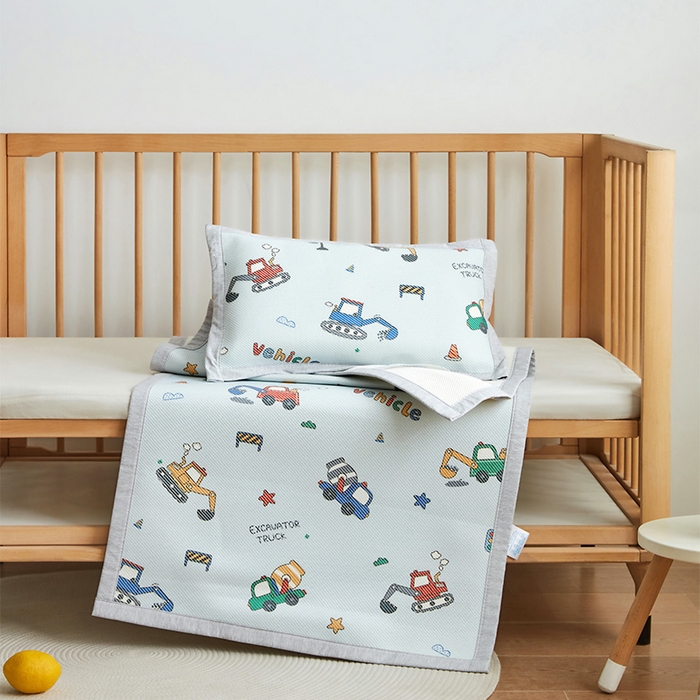 91家纺网 家纺一手货源 找家纺 嗨生活 2026年新款600D冰藤凉席儿童婴儿床凉席 幼儿园凉席 拼床凉席（可定做） 彩色挖机