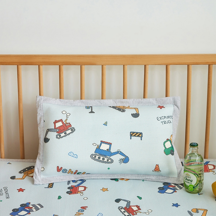 91家纺网 家纺一手货源 找家纺 嗨生活 2026年新款600D冰藤凉席儿童婴儿床凉席 幼儿园凉席 拼床凉席（可定做） 彩色挖机