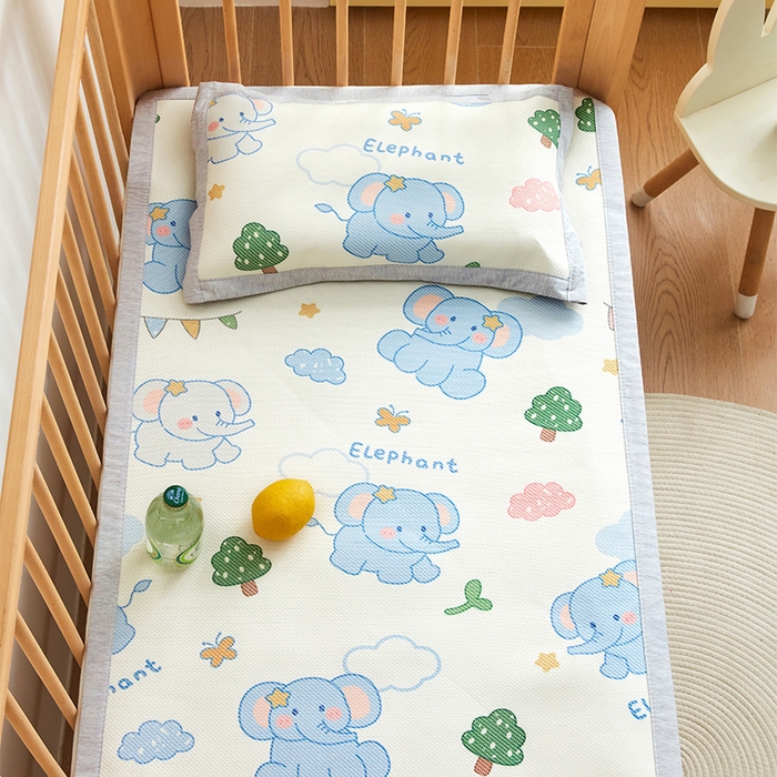 嗨生活 2026年新款600D冰藤凉席儿童婴儿床凉席 幼儿园凉席 拼床凉席（可定做） 欢乐小象