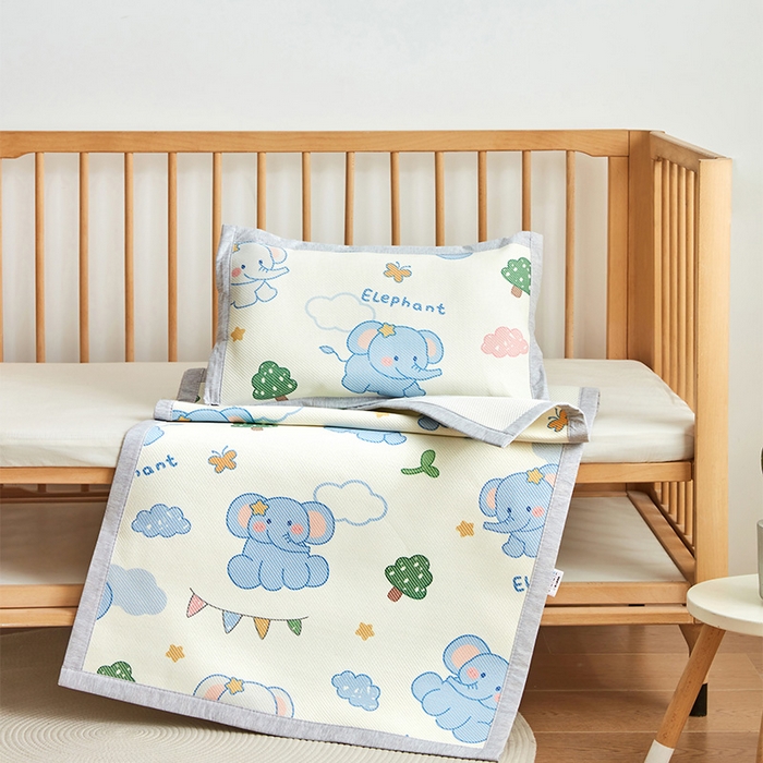 91家纺网 家纺一手货源 找家纺 嗨生活 2026年新款600D冰藤凉席儿童婴儿床凉席 幼儿园凉席 拼床凉席（可定做） 欢乐小象