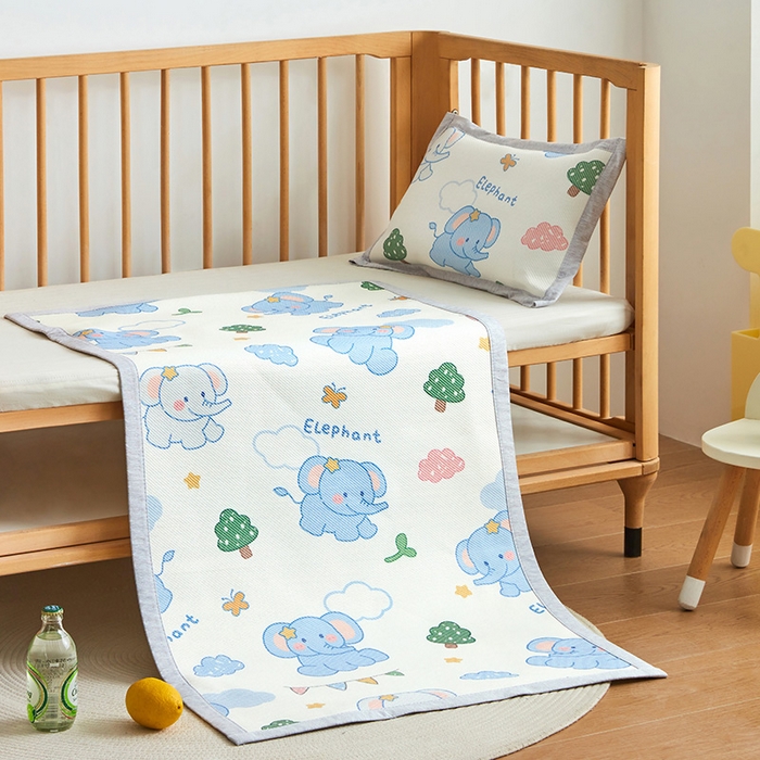 91家纺网 家纺一手货源 找家纺 嗨生活 2026年新款600D冰藤凉席儿童婴儿床凉席 幼儿园凉席 拼床凉席（可定做） 欢乐小象