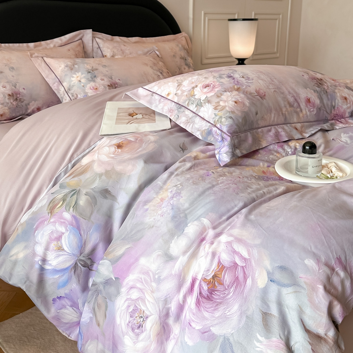 91家纺网 家纺一手货源 找家纺 启航家居 2026新款全棉纯棉数码印花四件套（控价198） 斐色紫