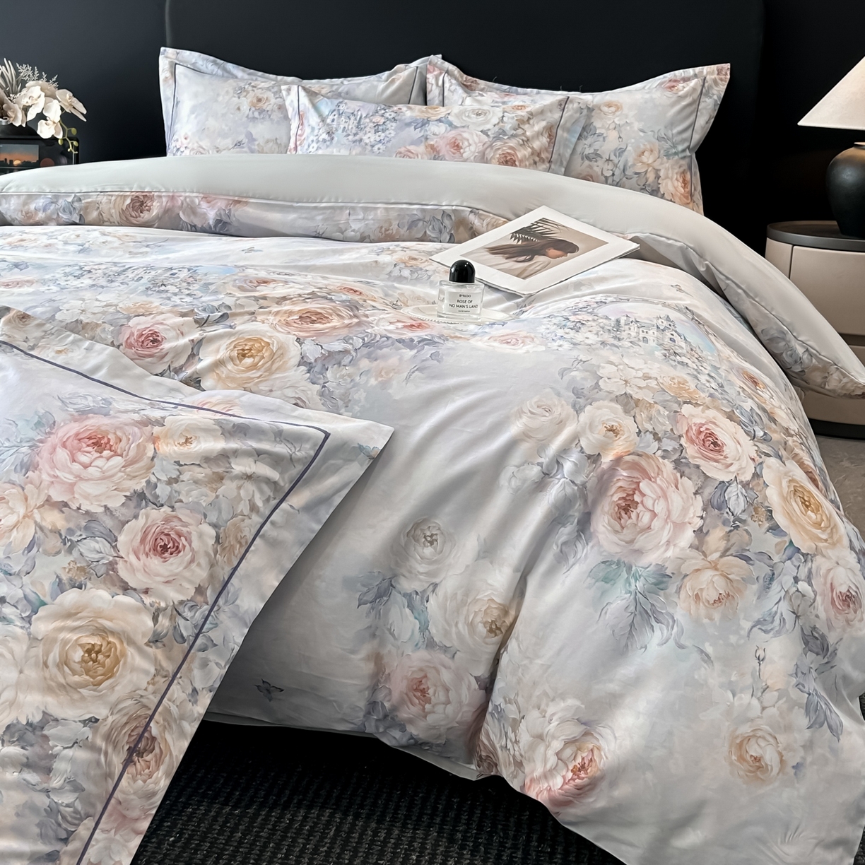 91家纺网 家纺一手货源 找家纺 启航家居 2026新款全棉纯棉数码印花四件套（控价198） 奇薇城堡兰