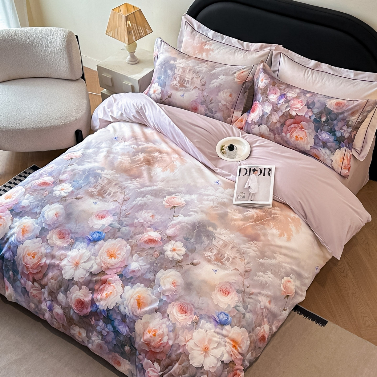 91家纺网 家纺一手货源 找家纺 启航家居 2026新款全棉纯棉数码印花四件套（控价198） 馥刻紫