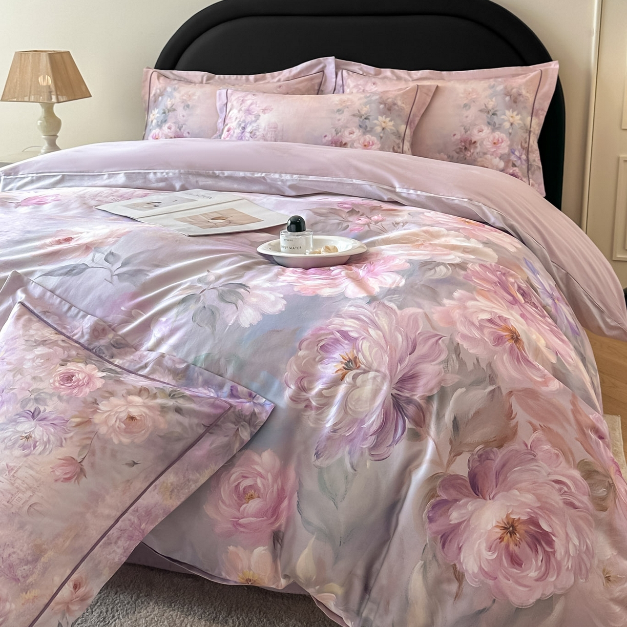 91家纺网 家纺一手货源 找家纺 启航家居 2026新款全棉纯棉数码印花四件套（控价198） 斐色紫