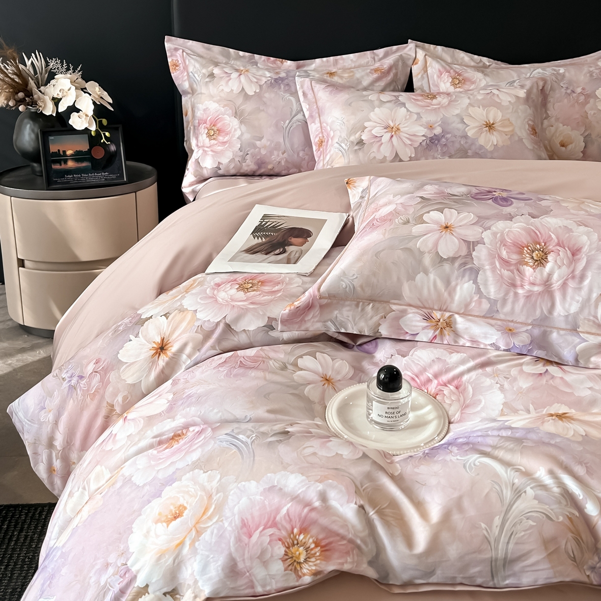 91家纺网 家纺一手货源 找家纺 启航家居 2026新款全棉纯棉数码印花四件套（控价198） 云薇悠韵粉