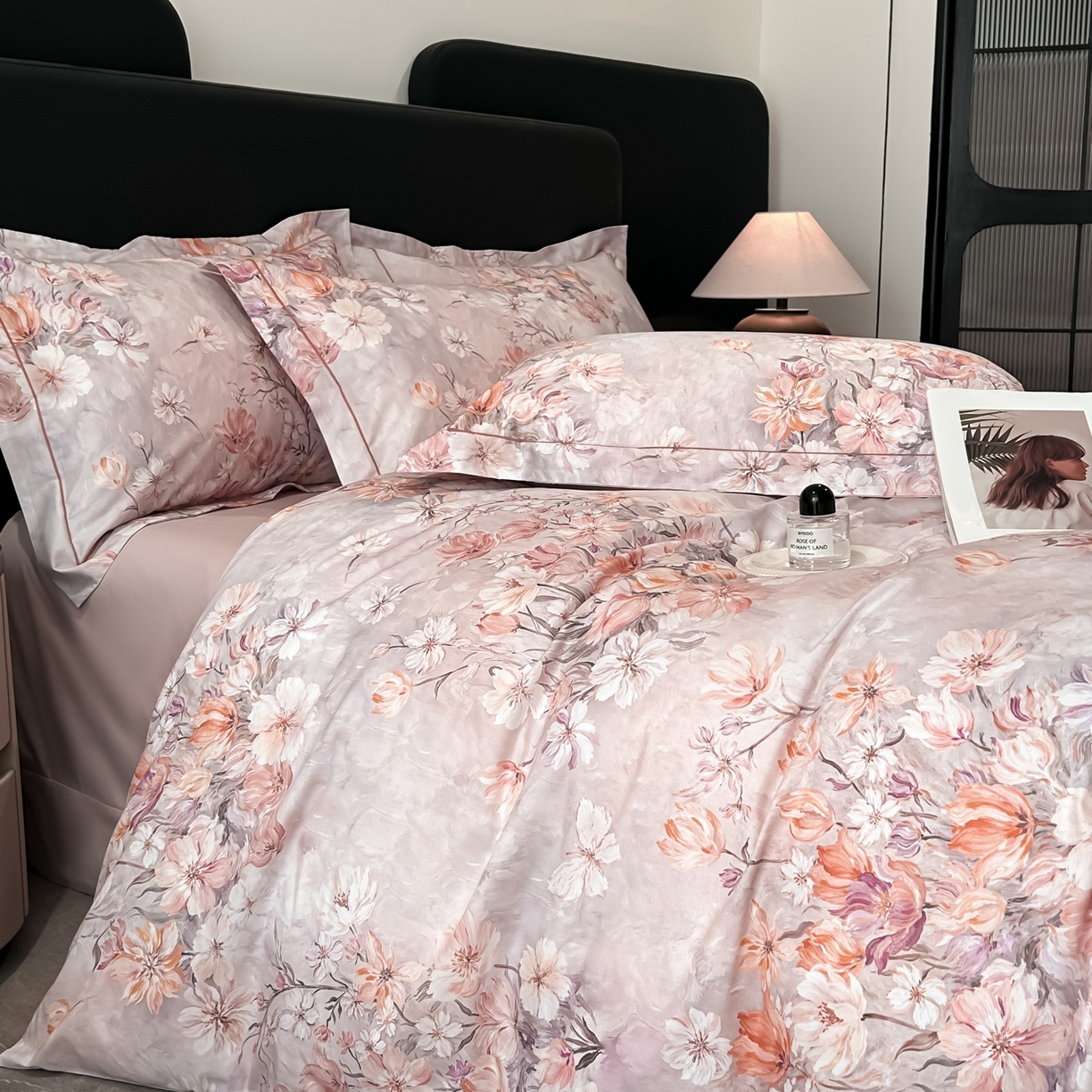 91家纺网 家纺一手货源 找家纺 启航家居 2026新款全棉纯棉数码印花四件套（控价198） 木浔与森粉