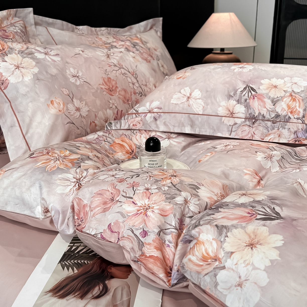 91家纺网 家纺一手货源 找家纺 启航家居 2026新款全棉纯棉数码印花四件套（控价198） 木浔与森粉