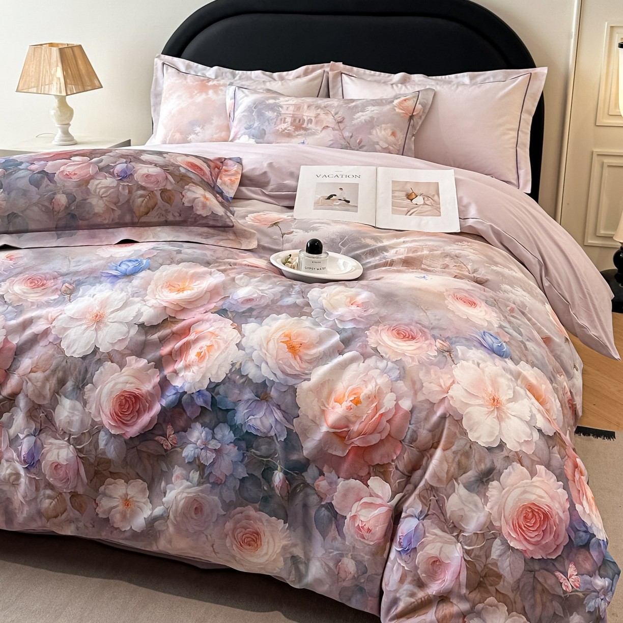 91家纺网 家纺一手货源 找家纺 启航家居 2026新款全棉纯棉数码印花四件套（控价198） 馥刻紫