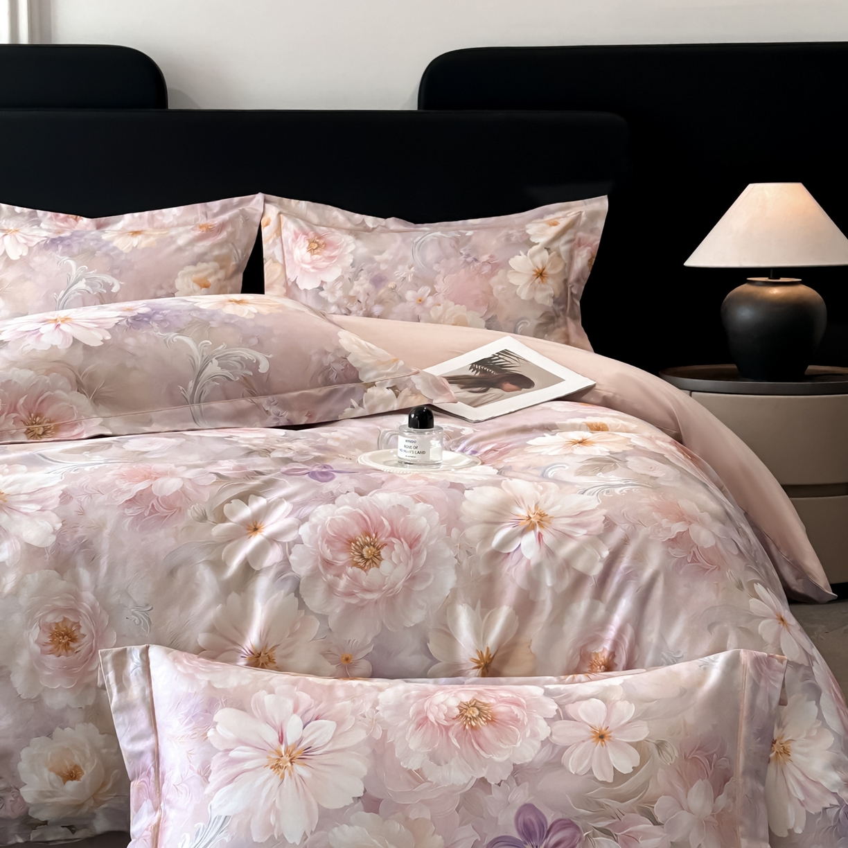 91家纺网 家纺一手货源 找家纺 启航家居 2026新款全棉纯棉数码印花四件套（控价198） 云薇悠韵粉