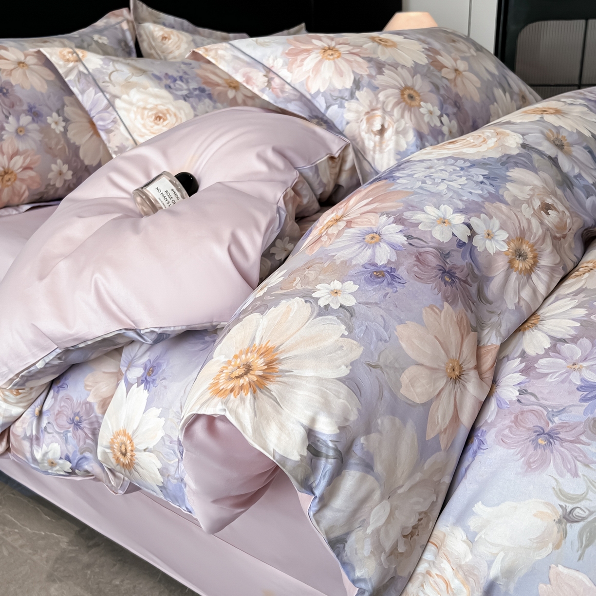 91家纺网 家纺一手货源 找家纺 启航家居 2026新款全棉纯棉数码印花四件套（控价198） 木槿花开紫