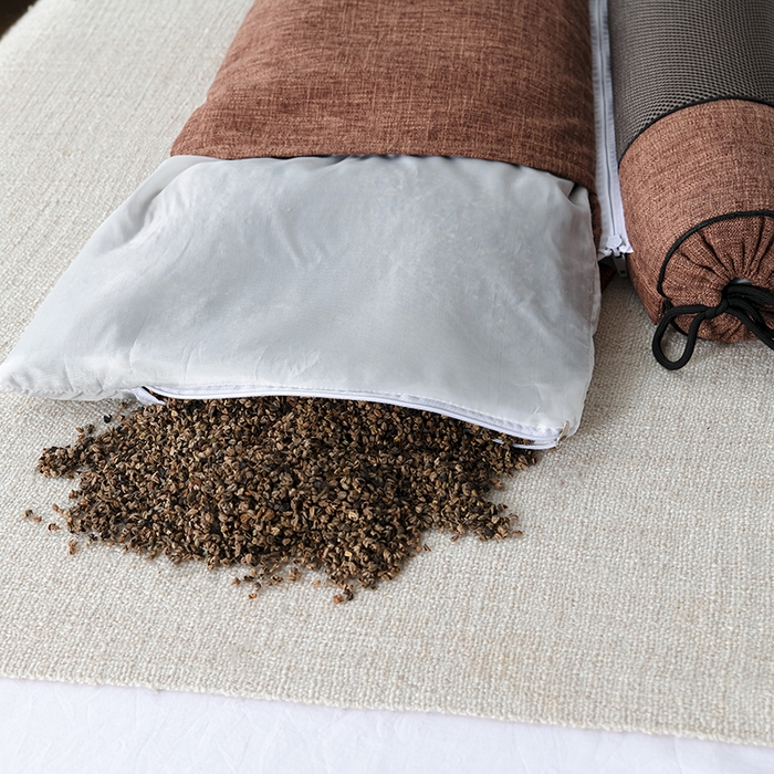 91家纺网 家纺一手货源 找家纺 仁宇枕业 2026新款新品枕头枕芯多功能组合式仿麻全荞麦护颈枕头枕芯 组合仿麻布枕咖色