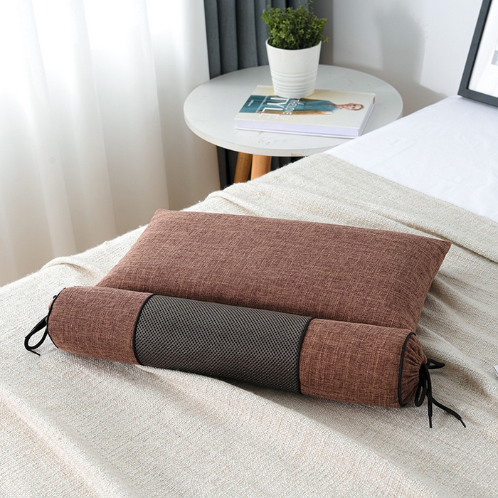 91家纺网 家纺一手货源 找家纺 仁宇枕业 2026新款新品枕头枕芯多功能组合式仿麻全荞麦护颈枕头枕芯 组合仿麻布枕咖色