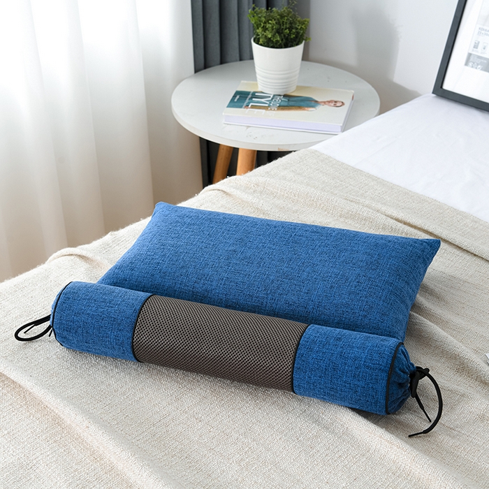 91家纺网 家纺一手货源 找家纺 仁宇枕业 2026新款新品枕头枕芯多功能组合式仿麻全荞麦护颈枕头枕芯 组合仿麻布枕蓝色