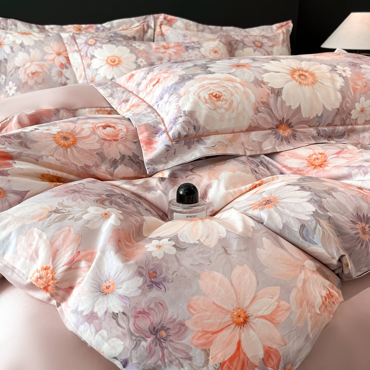 91家纺网 家纺一手货源 找家纺 启航家居 2026新款全棉纯棉数码印花四件套（控价198） 木槿花开粉