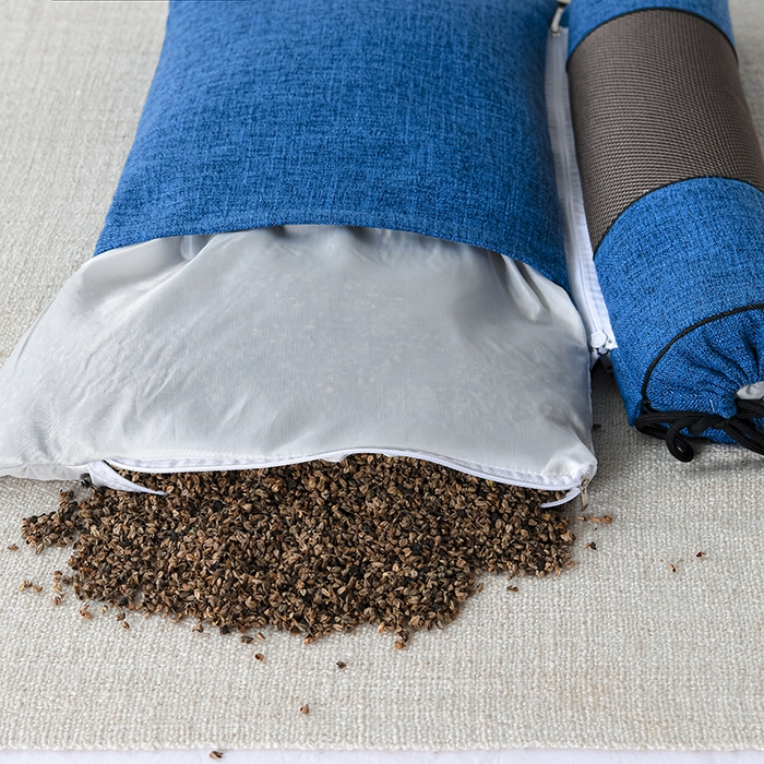 91家纺网 家纺一手货源 找家纺 仁宇枕业 2026新款新品枕头枕芯多功能组合式仿麻全荞麦护颈枕头枕芯 组合仿麻布枕蓝色