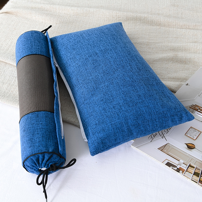 91家纺网 家纺一手货源 找家纺 仁宇枕业 2026新款新品枕头枕芯多功能组合式仿麻全荞麦护颈枕头枕芯 组合仿麻布枕蓝色