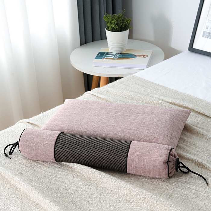 91家纺网 家纺一手货源 找家纺 仁宇枕业 2026新款新品枕头枕芯多功能组合式仿麻全荞麦护颈枕头枕芯 组合仿麻布枕粉色