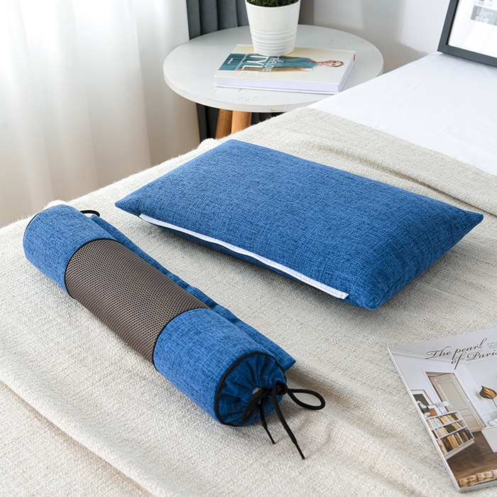 91家纺网 家纺一手货源 找家纺 仁宇枕业 2026新款新品枕头枕芯多功能组合式仿麻全荞麦护颈枕头枕芯 组合仿麻布枕蓝色