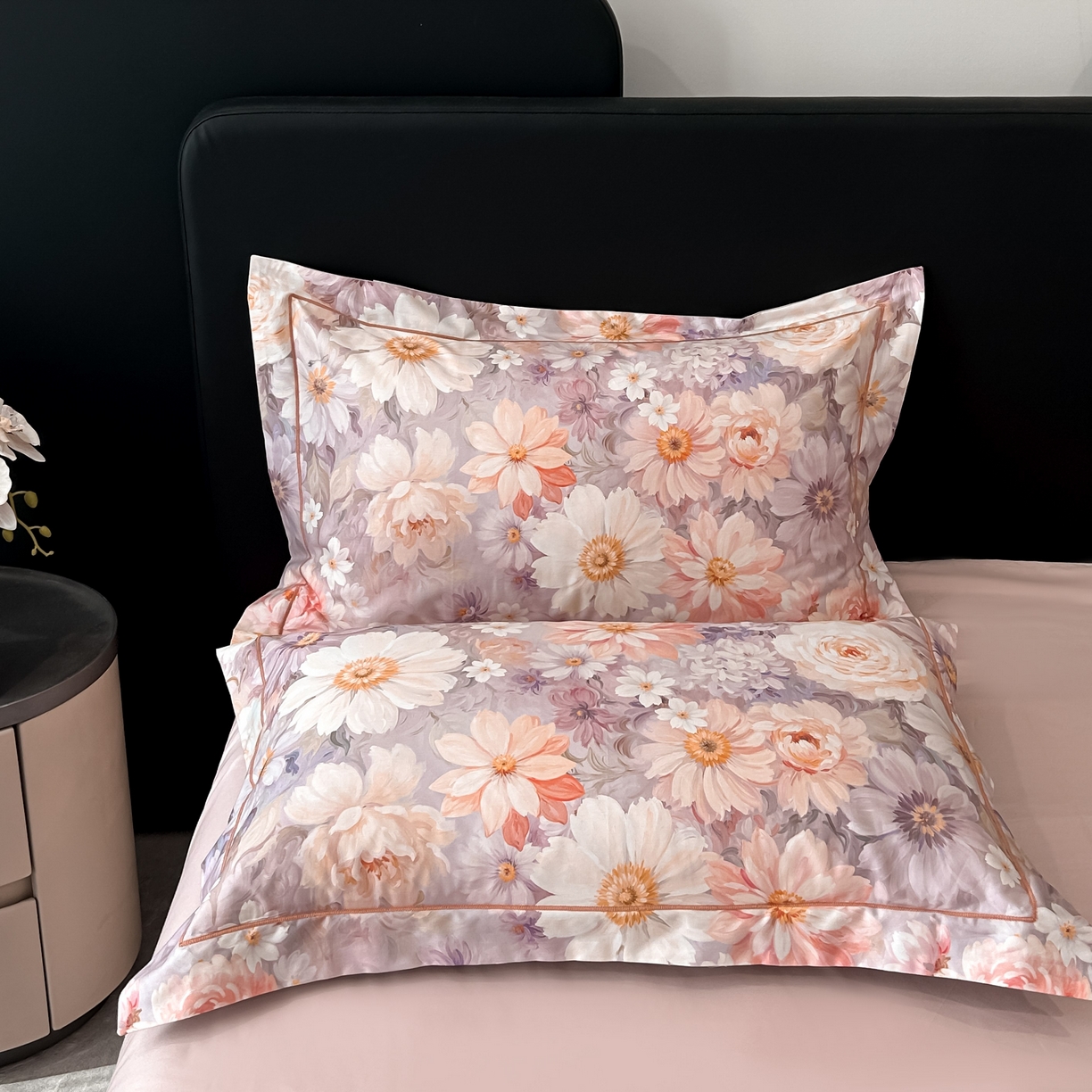 91家纺网 家纺一手货源 找家纺 启航家居 2026新款全棉纯棉数码印花四件套（控价198） 木槿花开粉