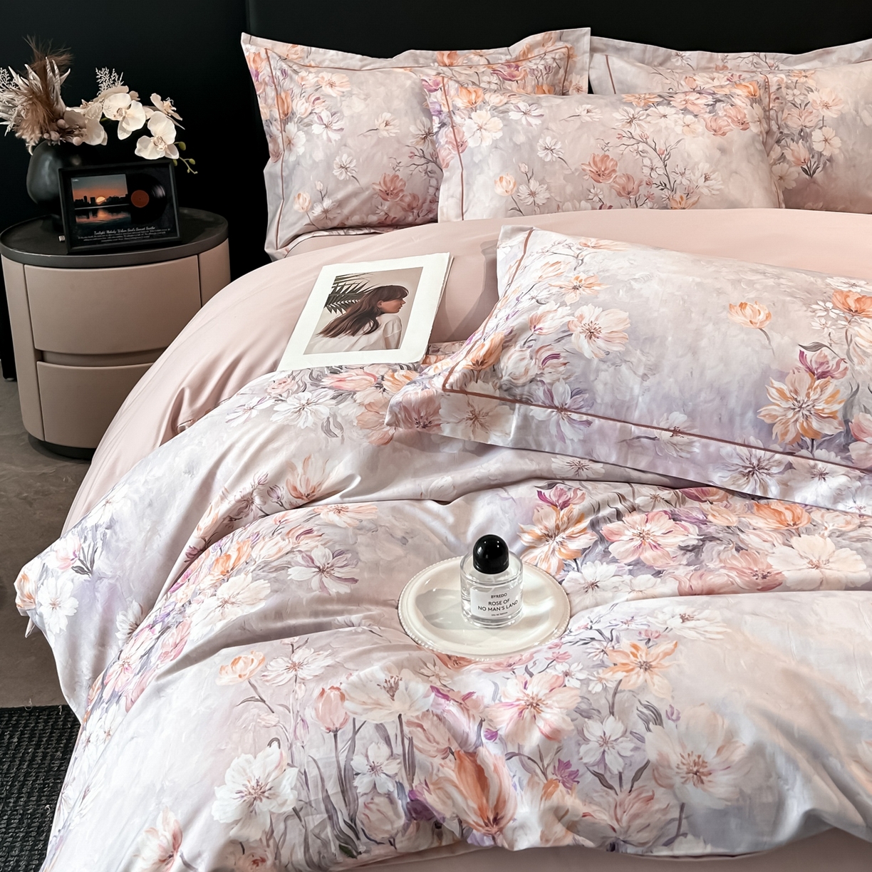 91家纺网 家纺一手货源 找家纺 启航家居 2026新款全棉纯棉数码印花四件套（控价198） 木浔与森粉