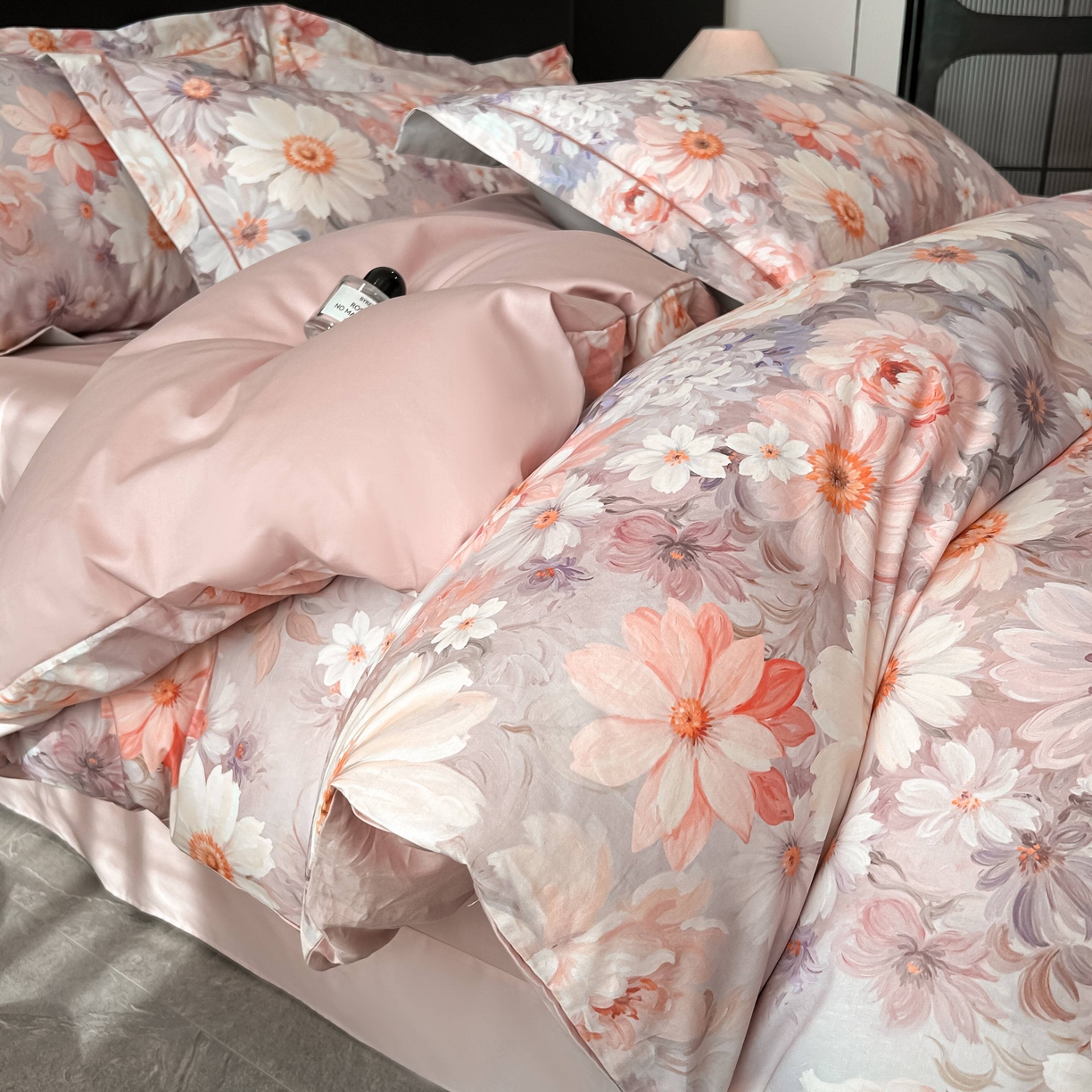 91家纺网 家纺一手货源 找家纺 启航家居 2026新款全棉纯棉数码印花四件套（控价198） 木槿花开粉