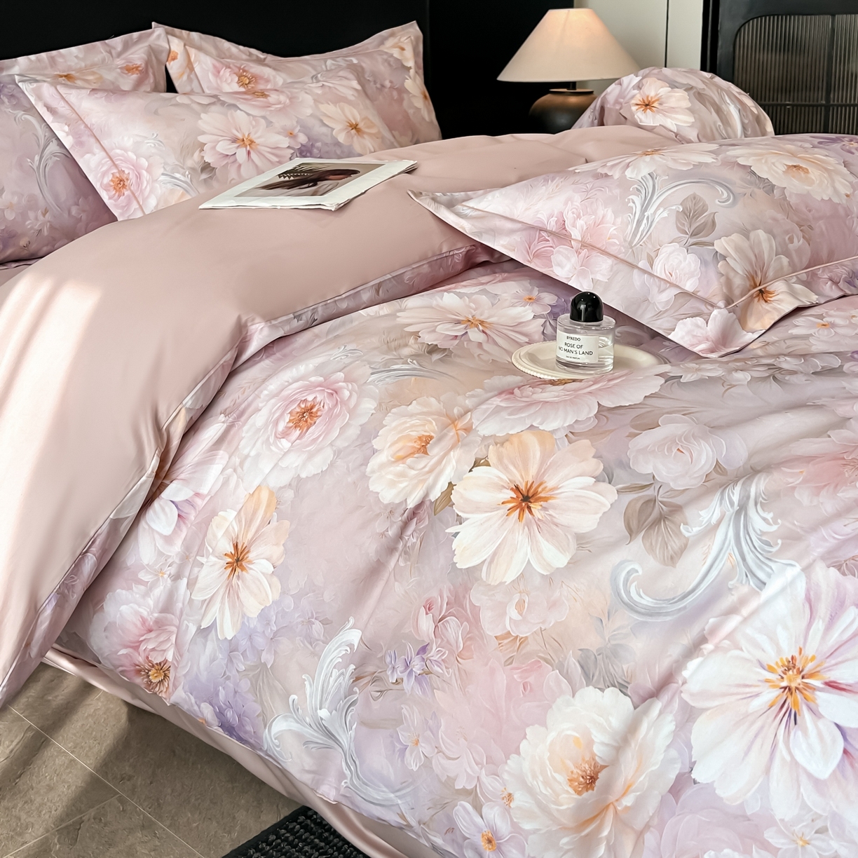 91家纺网 家纺一手货源 找家纺 启航家居 2026新款全棉纯棉数码印花四件套（控价198） 云薇悠韵粉