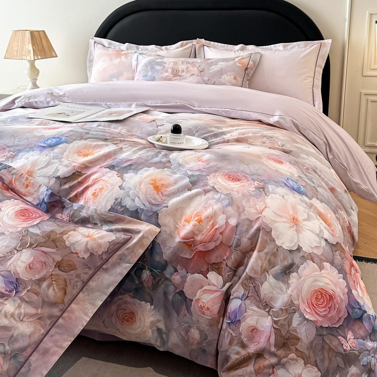 91家纺网 家纺一手货源 找家纺 启航家居 2026新款全棉纯棉数码印花四件套（控价198） 馥刻紫