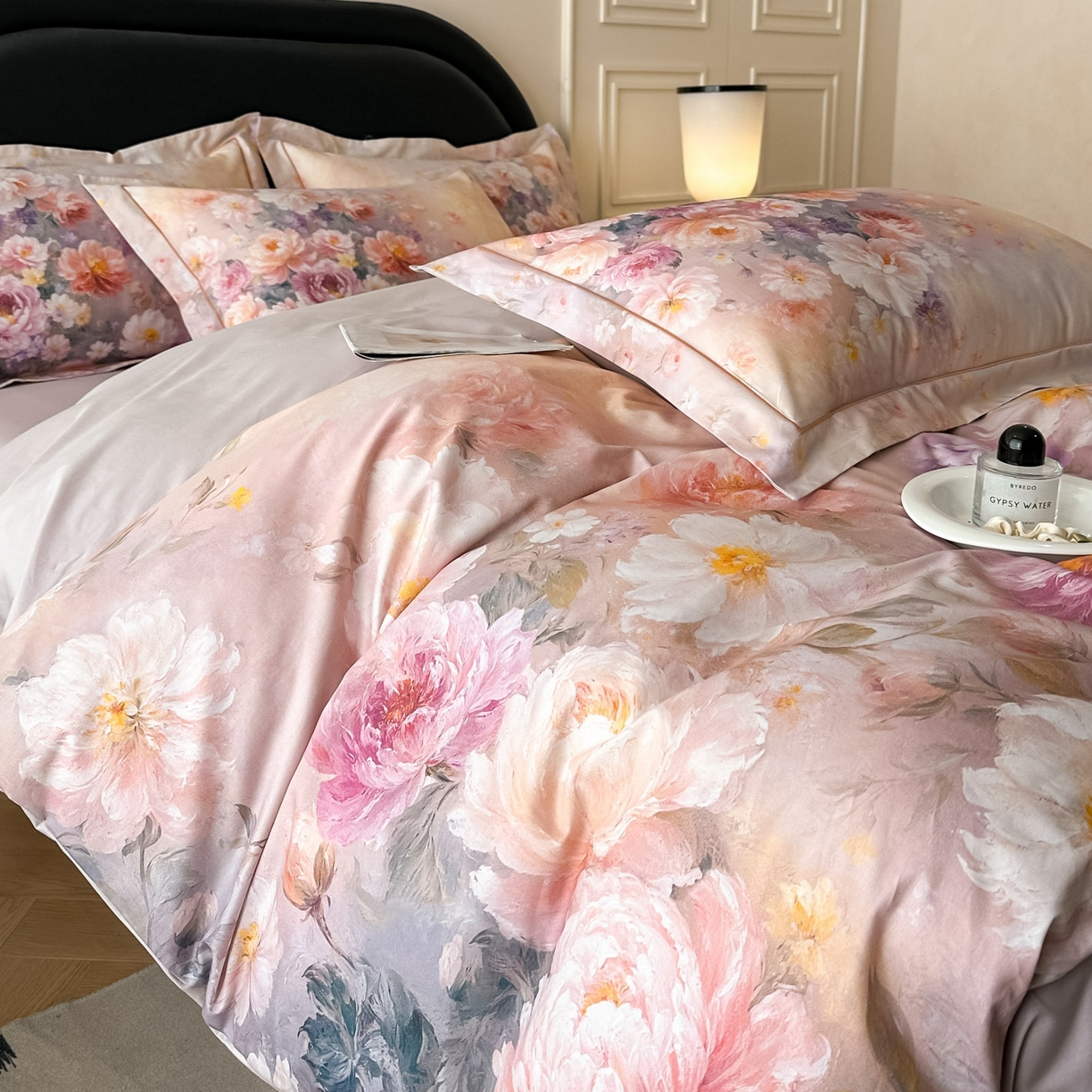 启航家居 2026新款全棉纯棉数码印花四件套（控价198） 晴云出岫粉