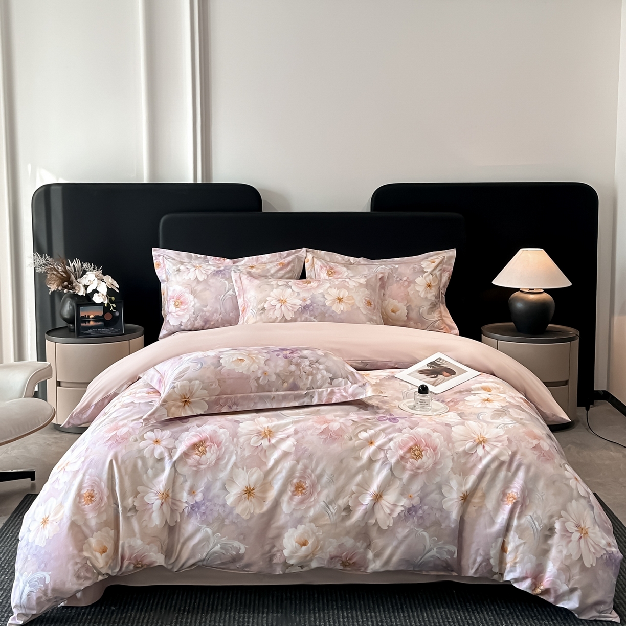 91家纺网 家纺一手货源 找家纺 启航家居 2026新款全棉纯棉数码印花四件套（控价198） 云薇悠韵粉