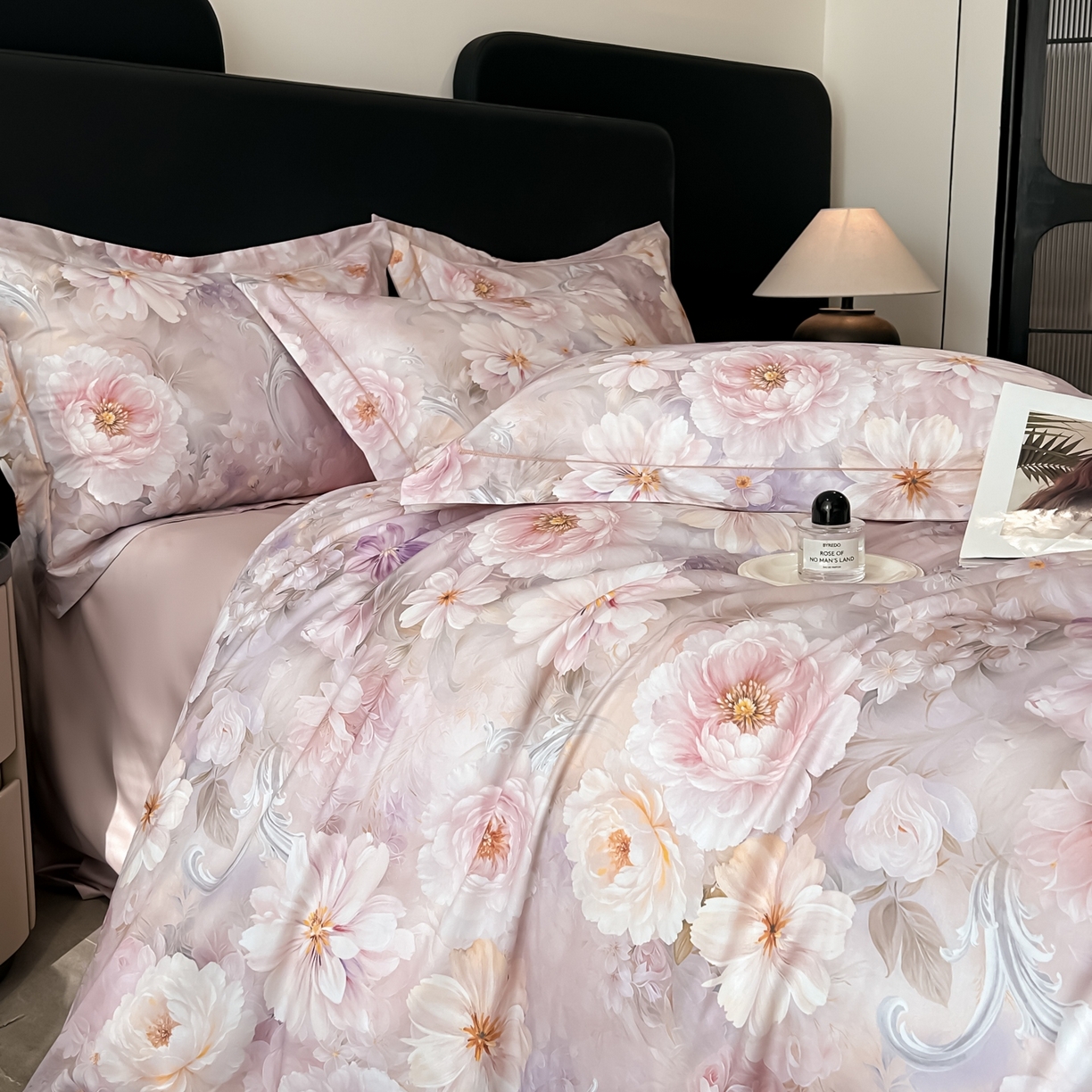 91家纺网 家纺一手货源 找家纺 启航家居 2026新款全棉纯棉数码印花四件套（控价198） 云薇悠韵粉