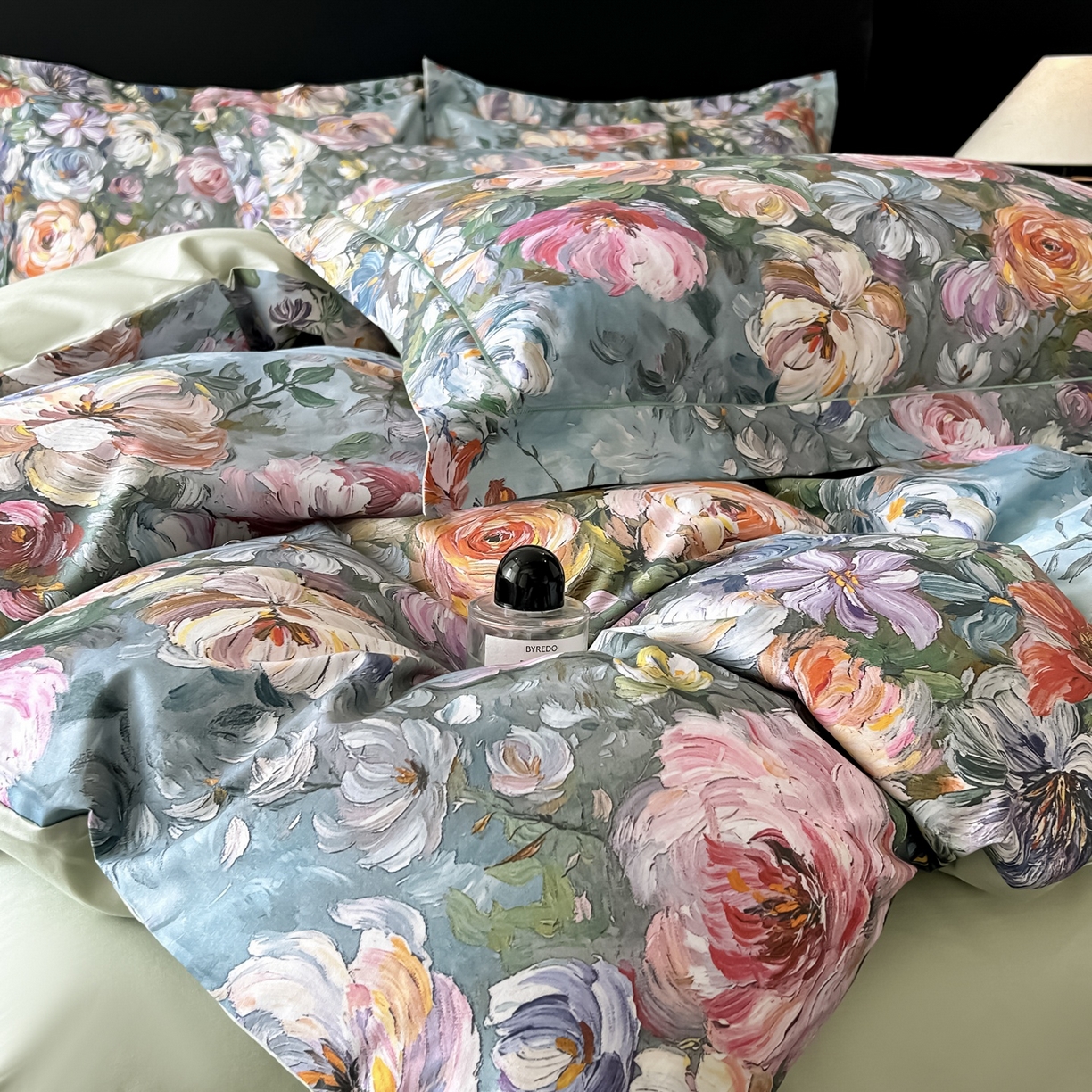 91家纺网 家纺一手货源 找家纺 启航家居 2026新款全棉纯棉数码印花四件套（控价198） 水墨丹青绿