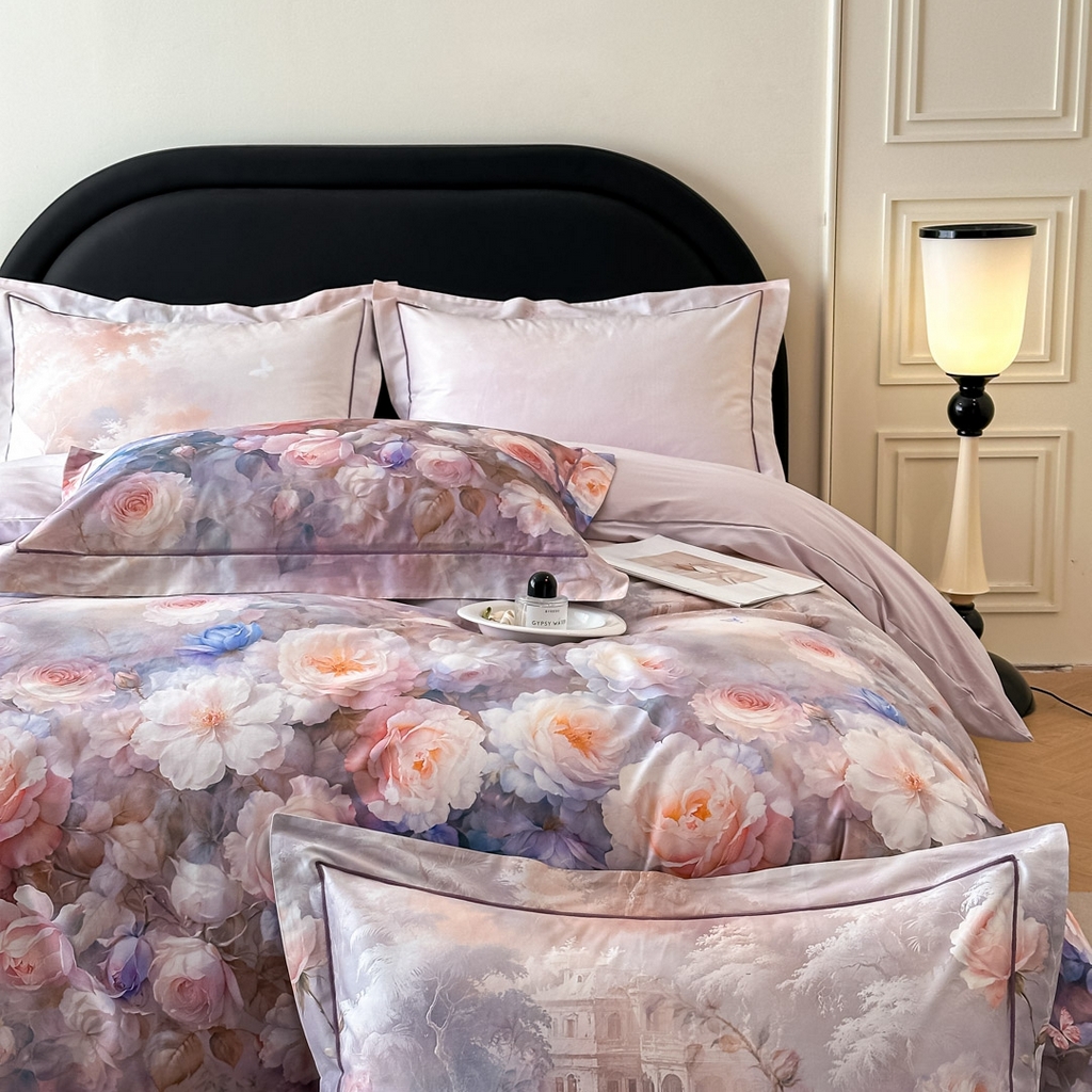 91家纺网 家纺一手货源 找家纺 启航家居 2026新款全棉纯棉数码印花四件套（控价198） 馥刻紫