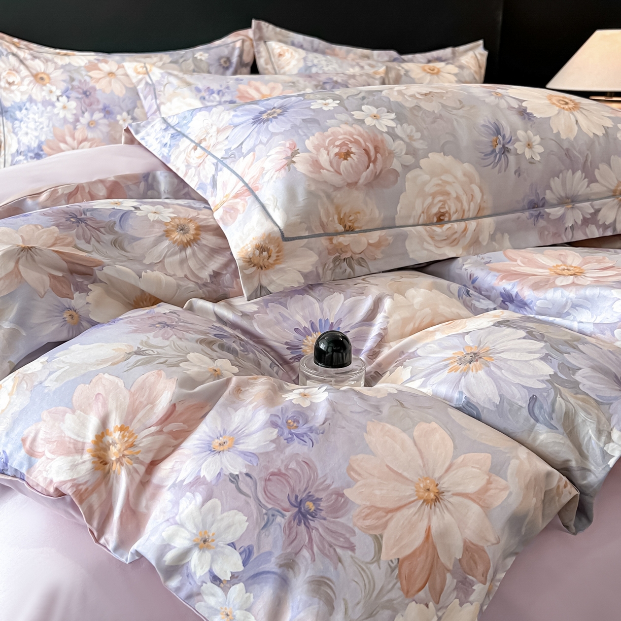 91家纺网 家纺一手货源 找家纺 启航家居 2026新款全棉纯棉数码印花四件套（控价198） 木槿花开紫