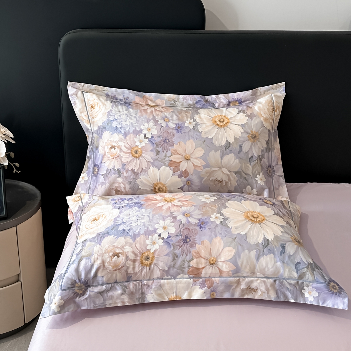 91家纺网 家纺一手货源 找家纺 启航家居 2026新款全棉纯棉数码印花四件套（控价198） 木槿花开紫