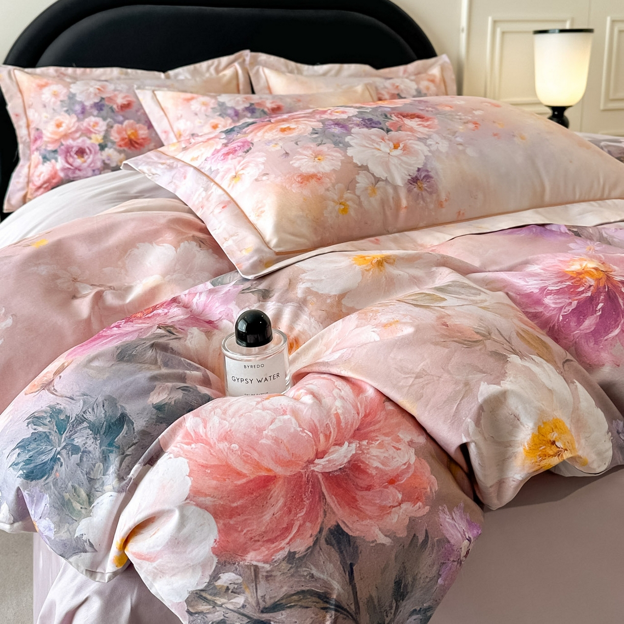 91家纺网 家纺一手货源 找家纺 启航家居 2026新款全棉纯棉数码印花四件套（控价198） 晴云出岫粉