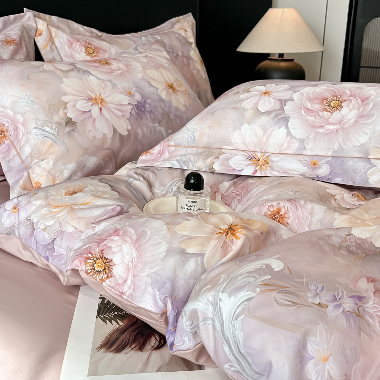 91家纺网 家纺一手货源 找家纺 启航家居 2026新款全棉纯棉数码印花四件套（控价198） 云薇悠韵粉